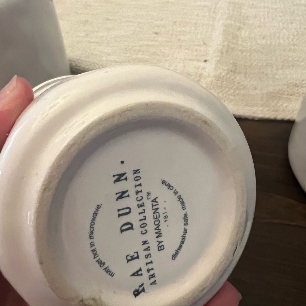 Rae Dunn White Ceramic Salt and Pepper cellar Set - Picture 2 of 2